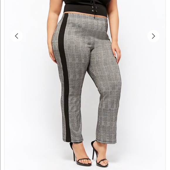 Forever 21 Pants - NWT Plaid pant with black tuxedo stripe Forever 21 Pants - NWT Plaid pant with black tuxedo stripe